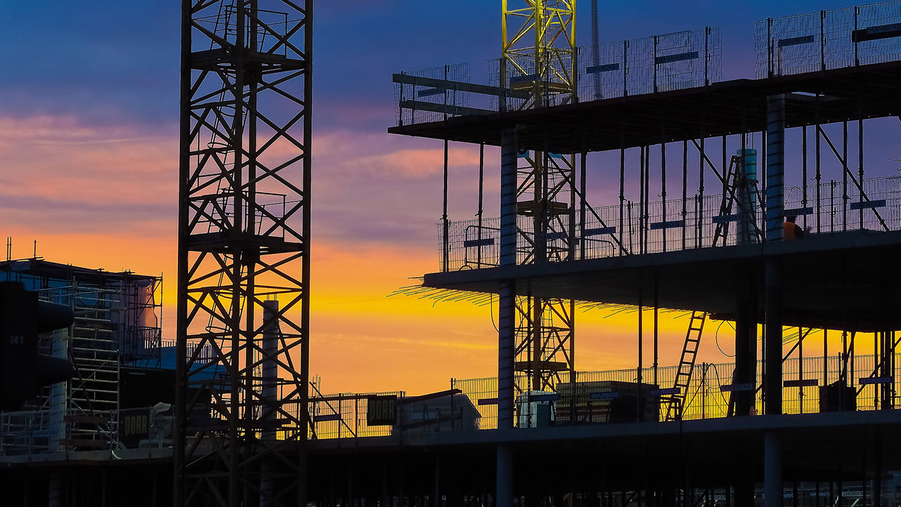 construction site at dusk