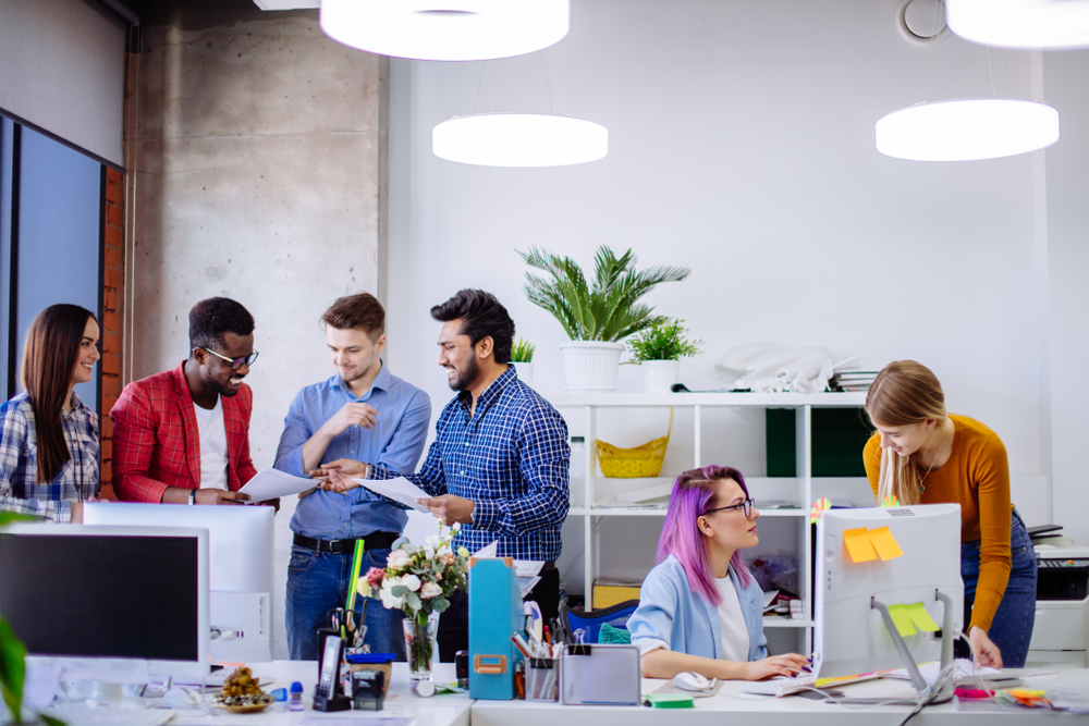 team of people working in modern office