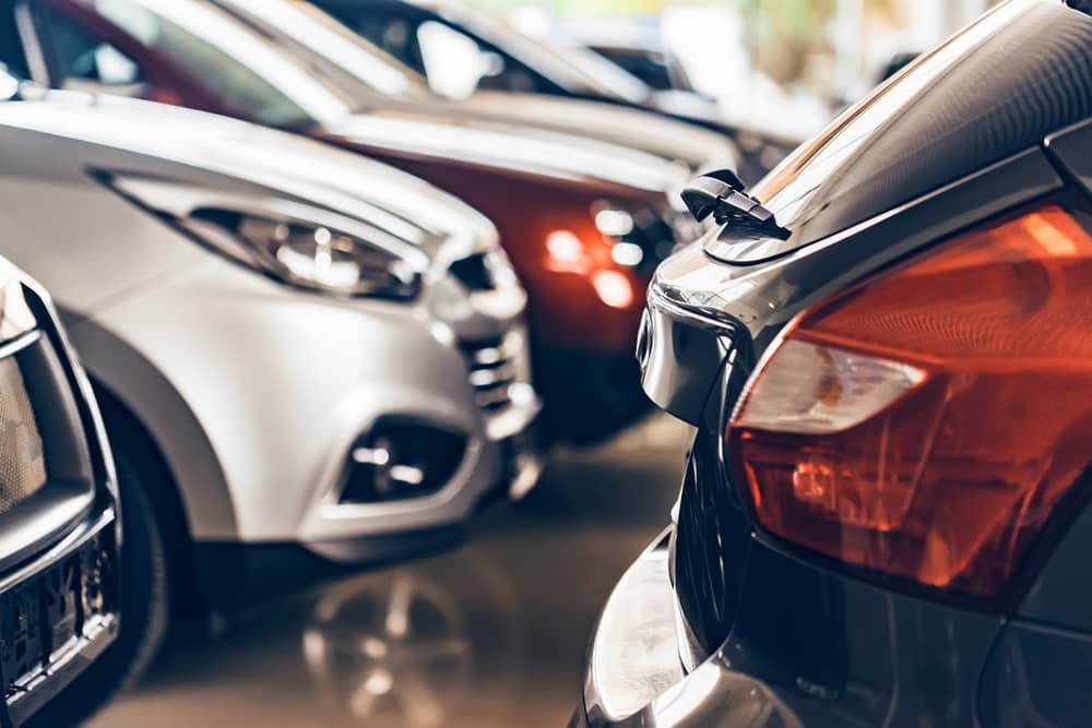 Modern Cars parked together.