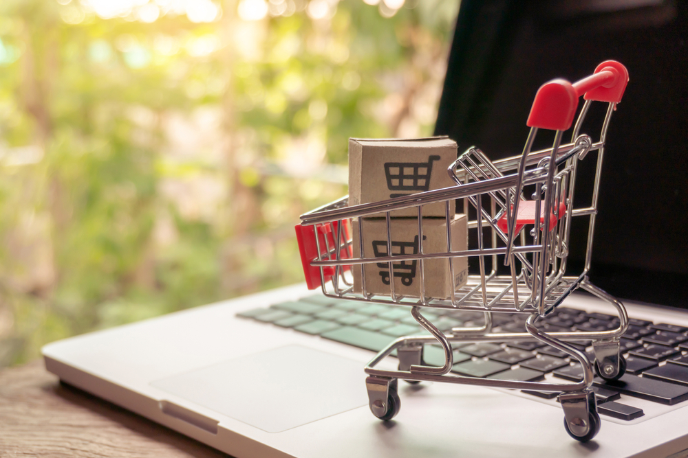 Shopping Trolley on laptop.