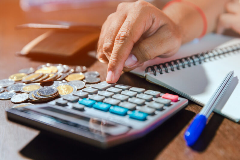 Person Using a Calculator