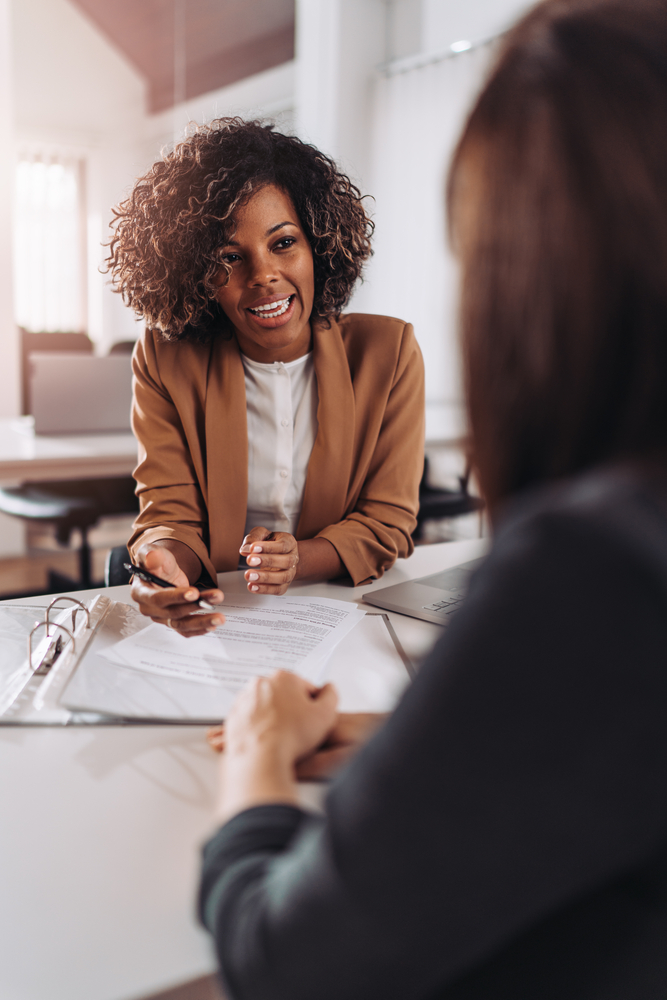 young business woman talking