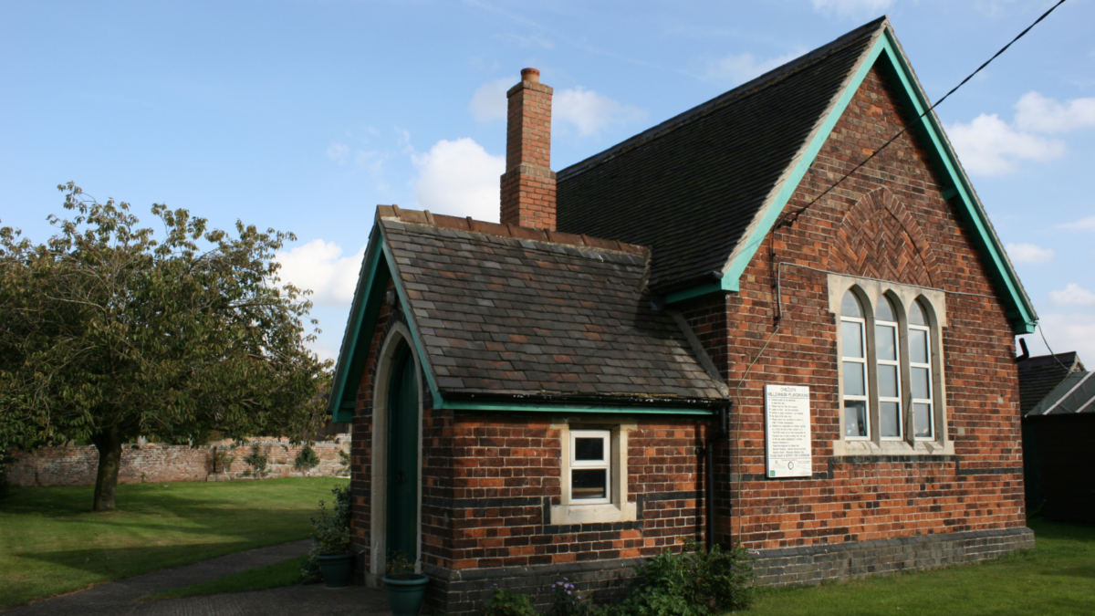 A UK church or community hall in a rural setting